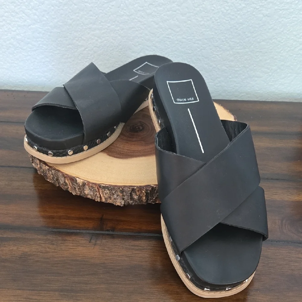 DOLCE VITA Gracy Platform Strap Footbed Sandals In Black Size 10